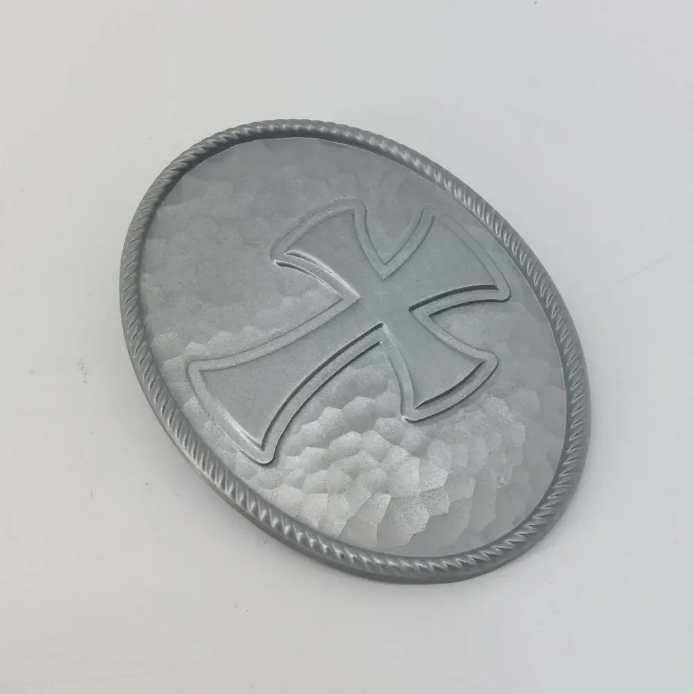 Cross Belt Buckle Great American Products 2006 Christian Oval Hammered